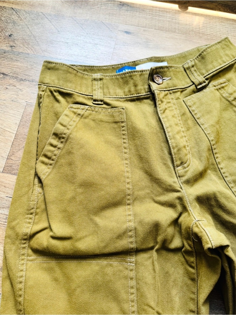 Old Navy High Rise Straight Carpenter Pants 4 Olive Green 100% Cotton Fall Layer - Picture 3 of 7